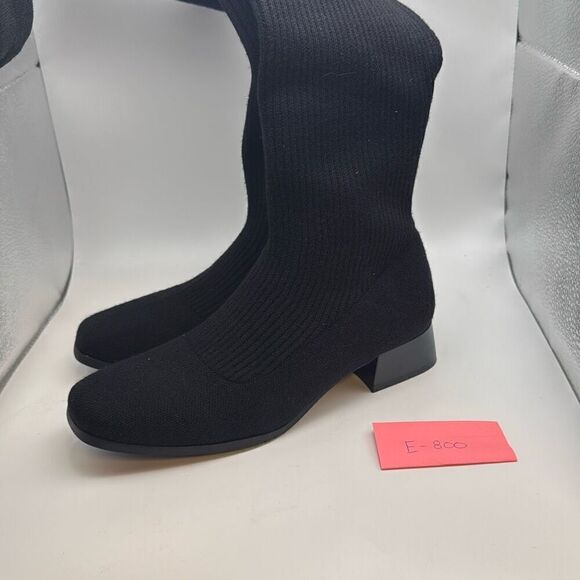 CUSHIONAIRE Women's Rialto Knit Knee-High Boot with Block Heel SIZE 7 BLACK NEW - Picture 3 of 6